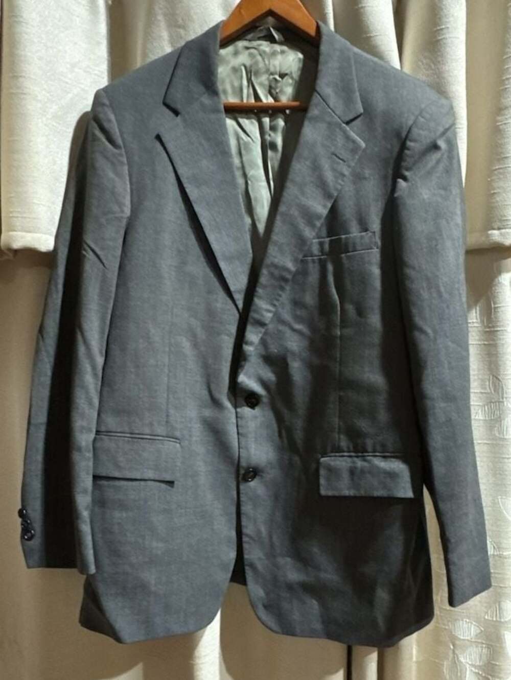 825 Unbranded Classic Two-Button Gray Wool Sport Coat Blazer